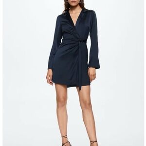 NWT MANGO Navy Wrap Dress